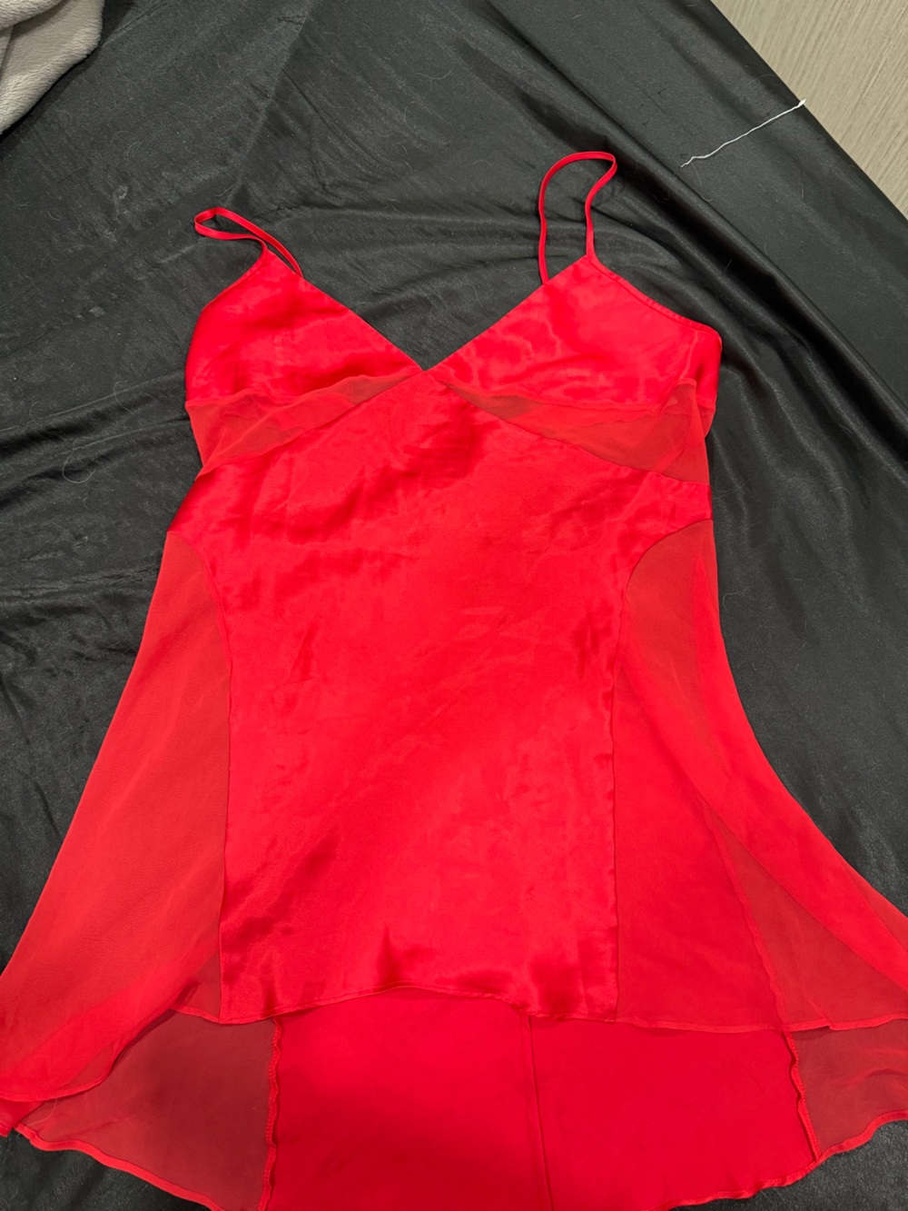 Victoria's Secret Red Satin & Sheer Slip